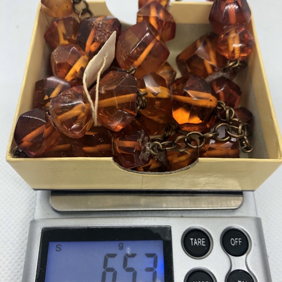 VTG BALTIC COGNAC AMBER NECKLACE FACETED BEADS - Picture 8 of 8